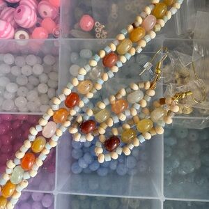 Multicolor Beaded bracelet and Earring Set 7” wrist